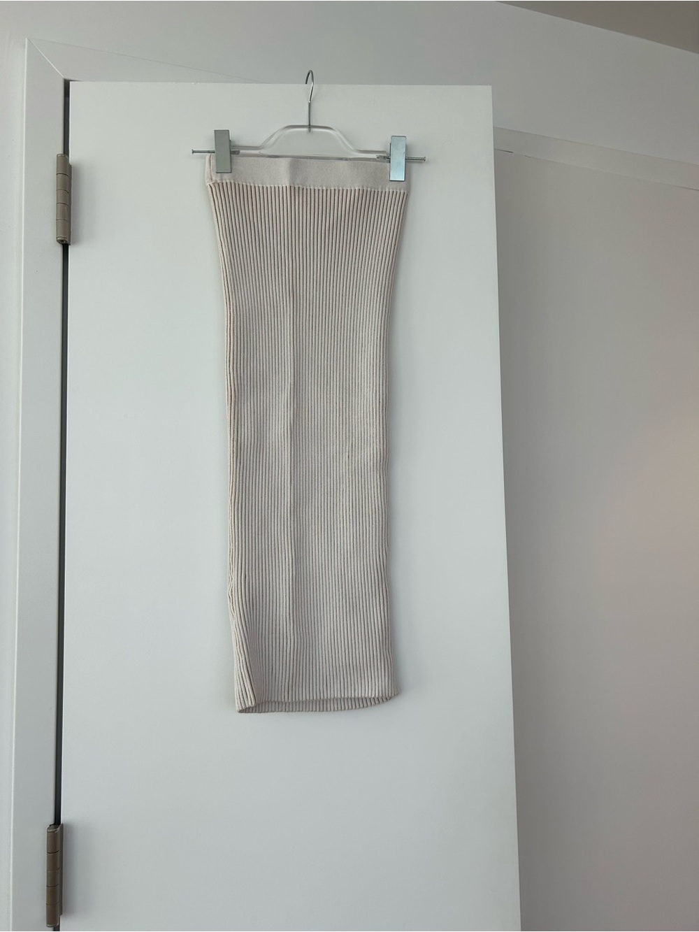 Anine Bing Ribbed Knit Skirt in Beige